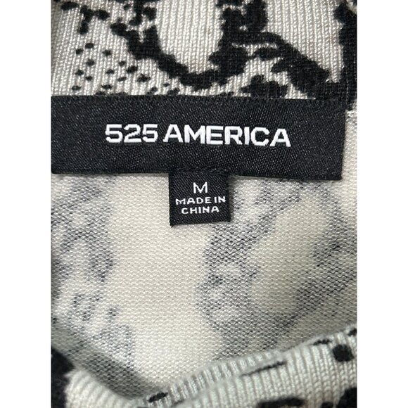 525 America Women's Size M Top Long Sleeve Sweater Mock Neck Beige Black Print - Picture 4 of 8